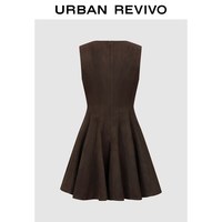 URBAN REVIVO UYY760119 立体蝴蝶结无袖连衣裙 深咖棕 XL
