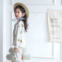 贝贝怡 儿童睡衣男女童夏季纯棉家居服套装空调服薄款春季宝宝衣服