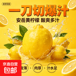 京喜 安岳 新鲜黄柠檬 中果 100-130g/个 净重1.7斤