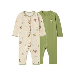 milkbarn 秋冬新品婴儿连体衣服宝宝哈衣婴幼儿外出爬服两件装