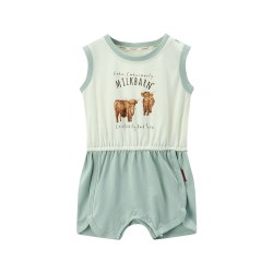 milkbarn 婴儿衣服宝宝拼接短裤连体衣新生儿春夏哈衣爬服