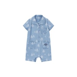 milkbarn 2026春夏新品婴幼儿翻领短袖连体服宝宝Polo领哈衣爬服