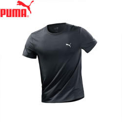 PUMA 短袖白T恤夏天打底衫圆领纯色休闲透气吸汗宽松速干网孔修身 深灰色 1件 XL
