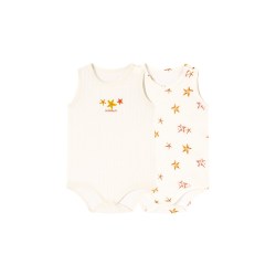 milkbarn 2026春夏新品婴幼儿无袖包屁衣两件套宝宝背心连体衣爬服