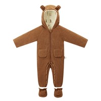 milkbarn 婴儿羊羔绒连体服宝宝夹棉哈衣秋冬保暖连帽爬服