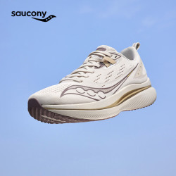 saucony TIDE 浪潮1运动鞋男网面透气减震训练大体重防滑耐磨跑步鞋 米咖啡 40.5
