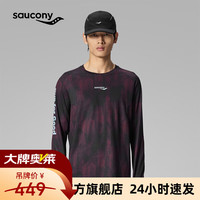 saucony 长袖T恤男子圆领速干透气跑步健身训练上衣休闲运动打底衫 枫叶满印 XL