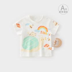 小聪熊 儿童短袖t恤夏季薄款婴儿衣服夏天上衣超萌可爱婴幼儿夏装童装a类