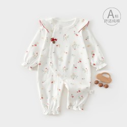 小聪熊 婴儿衣服秋季连体衣小月龄宝宝秋装女宝小公主春秋外出服纯棉a类6