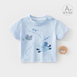 小聪熊 宝宝短袖夏季薄款婴儿衣服夏天儿童2026新款男童纯棉上衣a类半袖8