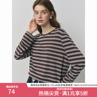 范思蓝恩 复古撞色条纹圆领长袖