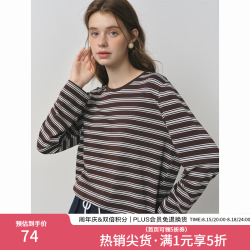 范思蓝恩 复古撞色条纹圆领长袖