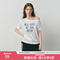 范思蓝恩 斜肩撞色字母印花T恤