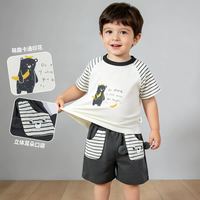 贝贝怡 童装儿童休闲两件套2026夏季新款男童短袖套装t恤短裤夏装