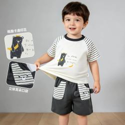贝贝怡 童装儿童休闲两件套2026夏季新款男童短袖套装t恤短裤夏装