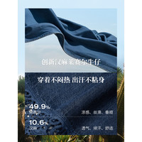 茵曼 莱赛尔汉麻棉法式蕾丝刺绣牛仔短裤 深牛仔蓝 S