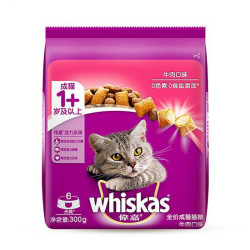 whiskas 猫干粮夹心粮 全价猫粮 伟嘉成猫猫粮 牛肉味300g