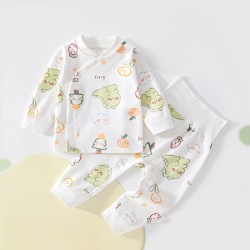 七贝乐 婴儿高腰春秋套装a类纯棉新生儿衣服宝宝长袖分体式家居套装秋装