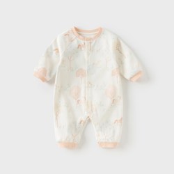 戴维贝拉 男宝宝抗菌连体衣秋装新款婴儿哈衣女宝宝纯棉爬服