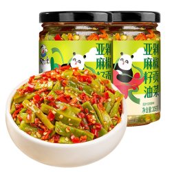 饭扫光 亚麻籽油剁椒贡菜下饭菜香辣脆嫩辣椒酱嘎嘣脆小菜205g*2瓶
