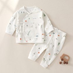 婧麒 JQ婧麒婴儿衣服纯棉和尚服新生儿衣服春秋分体套装宝宝无骨两件套