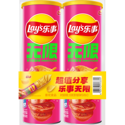 乐事 无限薯片 鲜浓番茄味 104克*2罐 208克 休闲零食 膨化食品