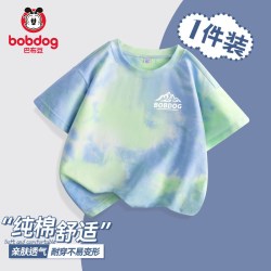巴布豆 男童短袖T恤夏季儿童扎染半袖帅气男孩纯棉透气夏装体恤PC