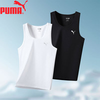 PUMA 男士速干无袖背心 黑色+白色 XL 2件装