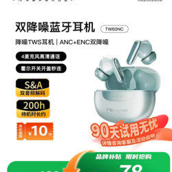 Nakamichi中道蓝牙耳机主动通话降噪音乐游戏长续航耳机 TW60NC