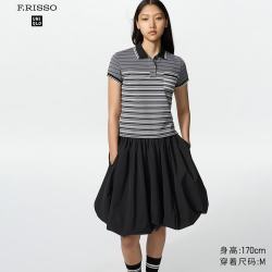 优衣库 条纹短polo衫女装合作款488280 08 深灰色 M