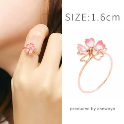 Osewaya 戒指立体樱花尾戒甜美少女时尚首饰2022新款情人节礼物 紫罗兰 粉色