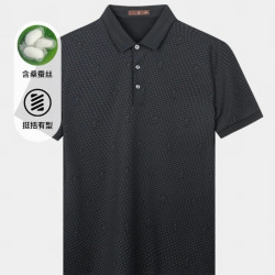 才子 桑蚕丝男士短袖T恤满印Polo衫