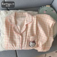 额尔菲斯 Kitty联名 皱布长袖 女士家居服套装