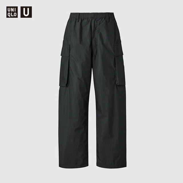 优衣库 宽腿工装裤男装合作款阔腿休闲裤裤子492574 09 黑色 M