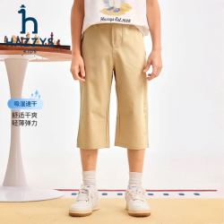 哈吉斯 男童夏季梭织七分裤 暖卡其