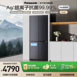 Panasonic 蔓越莓2.0系列 NR-XD50C5B-H 风冷十字门冰箱 500L 月影灰