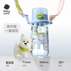babycare 免拧户外运动水杯儿童学饮直饮吸管杯幼儿园上学水壶-黄色 晨光黄650ml
