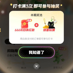 京东 购物用白条 周周抽大奖 白条订单打卡 一周满3次抽最高666元红包