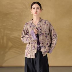 aoslo 春秋女式新中式衬衫长袖气质上衣高级感洋气外套减龄小个子开衫