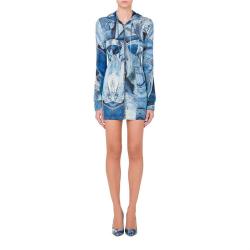 MOSCHINO 女士Denim Print牛仔风连帽连衣裙