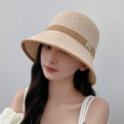 无品牌 春季出游防晒帽子女夏天网眼透气太阳帽百搭遮阳渔夫帽显脸小盆