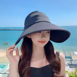 无品牌 环绕式空顶大帽檐女多功能冰丝户外遮脸披肩遮阳帽扎马尾