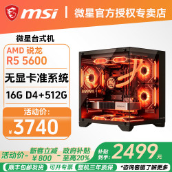 微星 电竞游戏主机 台式电脑 R5 5600+无显卡+16G+256G