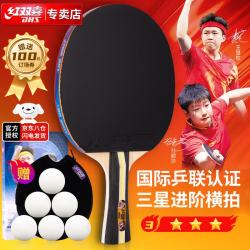 红双喜 三星级乒乓球拍成品拍 升级版横拍H3002双面反胶附