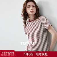 初语 天丝羊毛条纹T恤