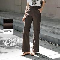 森马 休闲裤女高街盐系工装裤百搭2024新款秋阔腿裤潮酷 浅卡其50356 150/58A/XS
