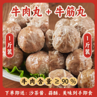 利园 潮汕手打牛肉丸1斤+牛筋丸1斤