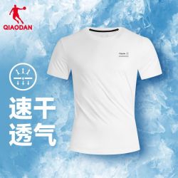 乔丹QIAODAN短袖T恤衫男2026夏季男速干运动跑步轻薄透气印花上衣