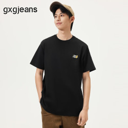 gxgjeans 【限时五折】 美式潮流印花宽松休闲短袖T恤 黑色