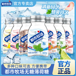 都市牧场 薄荷糖45g瓶装爽口含片水果味维C润喉糖清新口气糖果